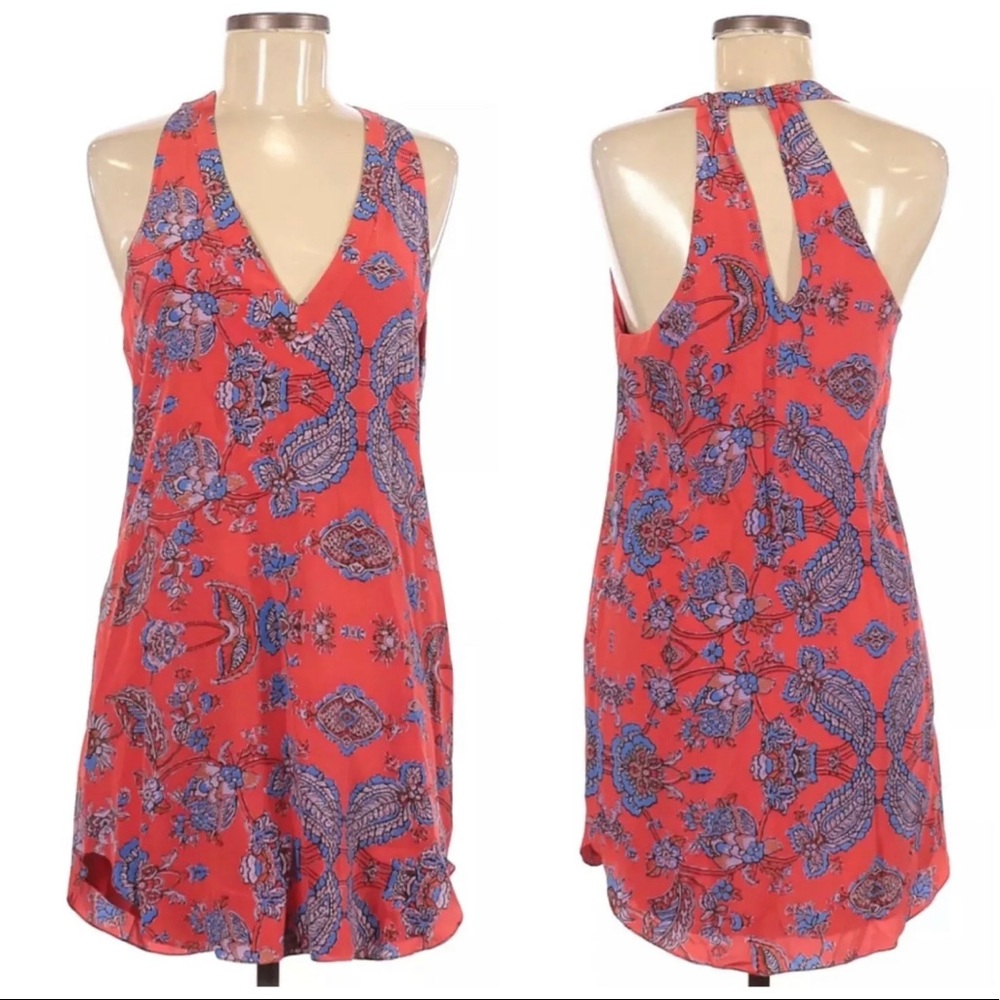 Rory Beca Dress Silk Red Paisley Halter New S Open Back